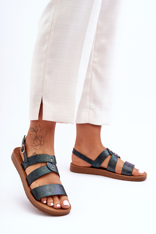 Tmavo zelené katalia lesklé dámske sandále