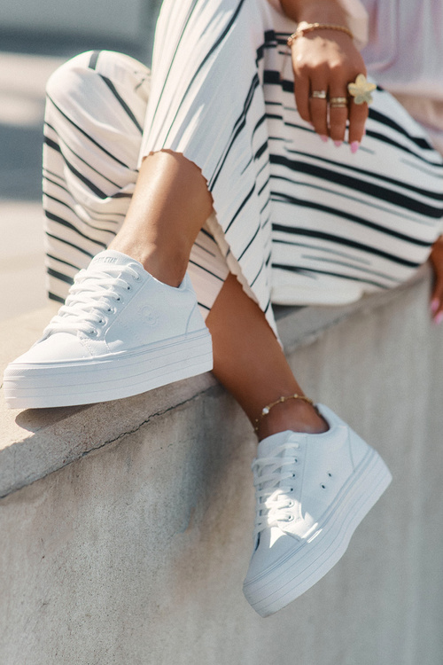 Eko kožené tenisky dámske na platforme Big Star RR274298 biele