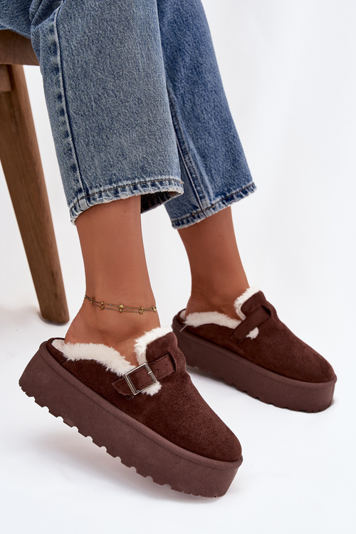 Ženské Sněhule S Kožešinou A Přezkou Na Platformě Čokoládové Jessina