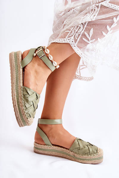 Dámské espadrilky sandály na platformě zelená Susane