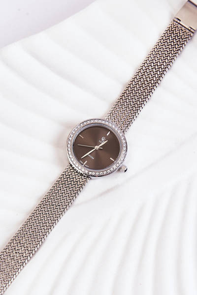 Dámske gg luxusné strieborné hodinky so strieborným štítom