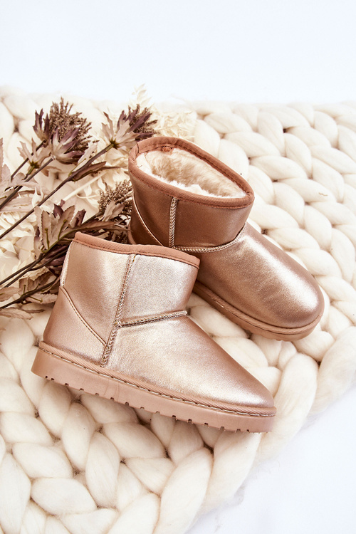 Teplé dětské sněhové boty s kožešinou Champagne Scooby