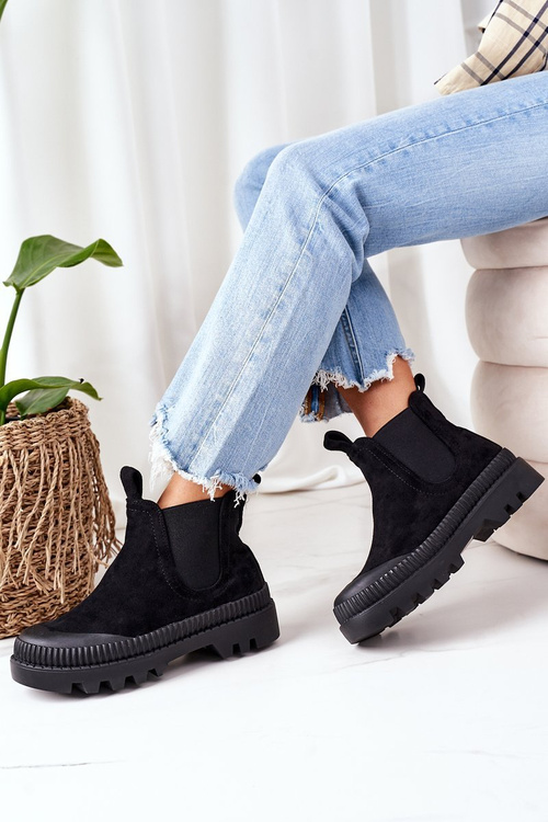 Suede Workers on the Black Come With Me Platform