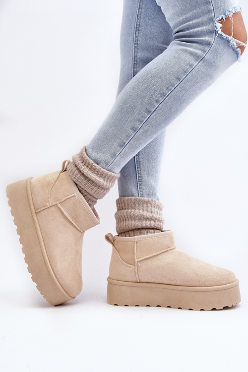 Semišové snehové topánky na platforme Corcoran Light Beige Platform