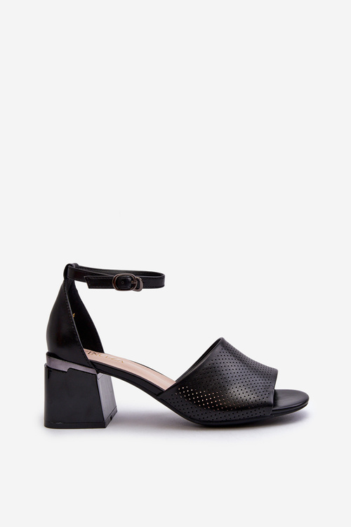 Dámske sandále na vysokom opätku z ekokože čierne Horissa