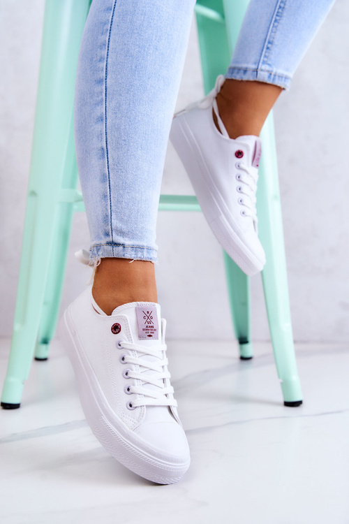 Klasické tenisky krížové džínsy jj2r4017c biele