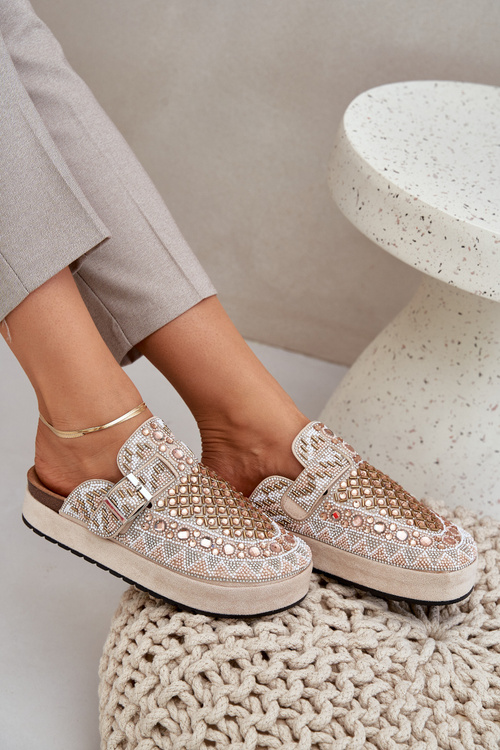 Ozdobené Šľapky Na Platforme Béžové Terfitra