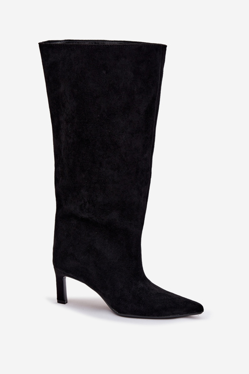 Dámské kozačky z eko semiše nazouvací na jehle černé Phelin