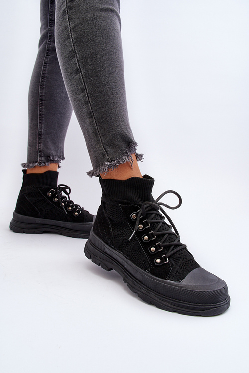 Dámske tenisky s elastickým zvrškom Čierne Kalyne