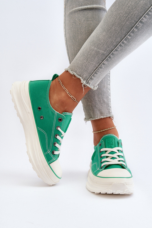 Dámske tenisky na masívnej podrážke Big Star NN274130 Zelené