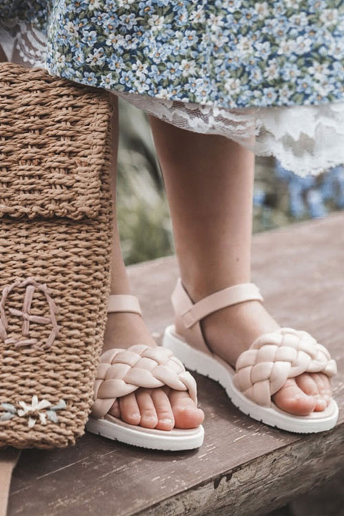 Detské sandále s ružovým Adella Braid