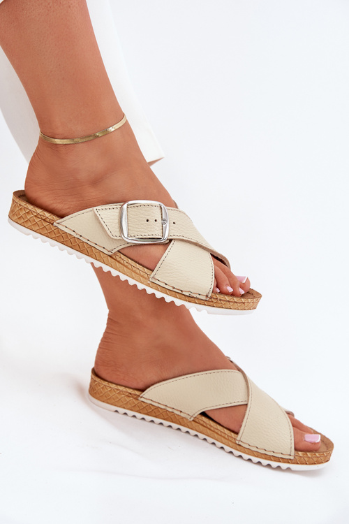 Dámske Kožené Sandále S Prackou Béžové Inblu VO0004GU