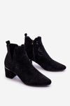 Prolamované semišové kozačky s výřezem na podpatku Černé Blakely