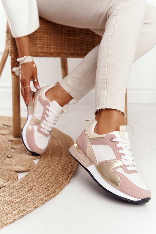 Dámská Sportovní Obuv Sneakersy Béžové S Leskem Belinda