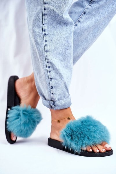 Žabky žabky s prírodným kožušinovým zeleným bushidom