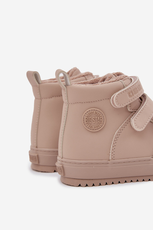 Zateplené boty sneakers dětské na suchý zip Big Star SS374072 béžové