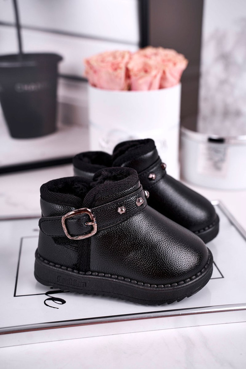 Dětské sněhule s kožešinou černé Jinnie