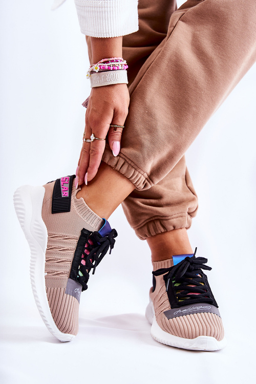 Dámske posuvné športové topánky tenisky béžové klayra