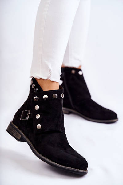 Dámske semišové topánky s Buckle S. Barski Black Merk