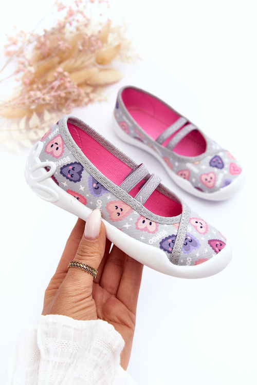 Papci balerín srdce befado 116x319 Gray-ružová