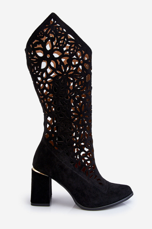 Suede Openwork Boots Lewski Shoes 3234 Čierna
