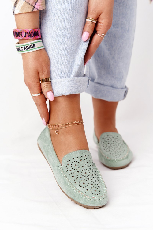 Dámské Semišové Mokasíny Zelené Molly