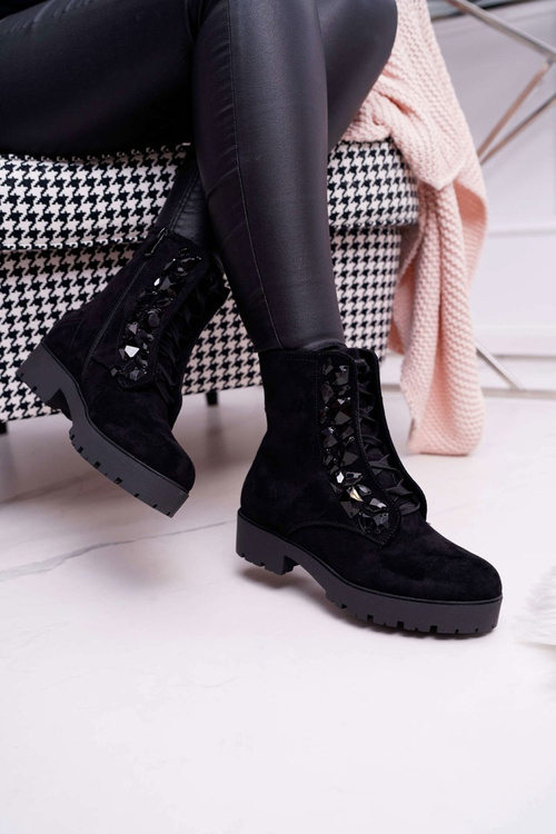 Dámske teplé semišové topánky čierna gerta