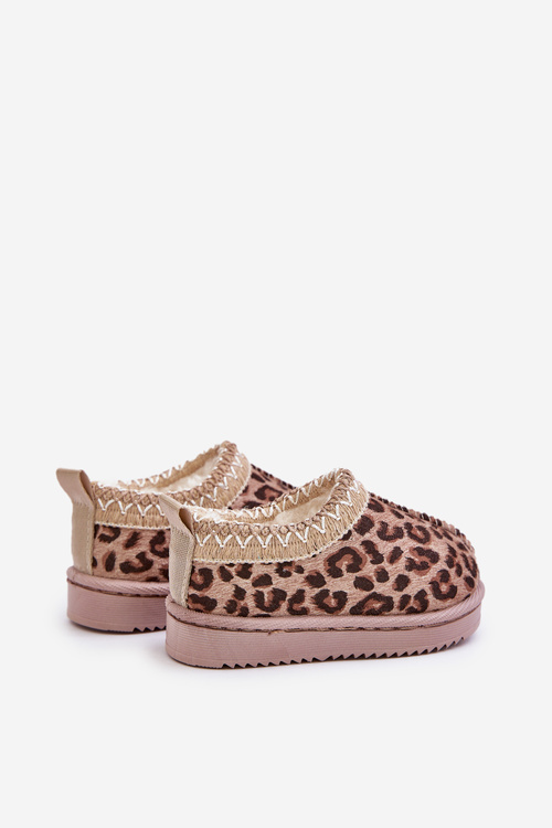 Sněhule Dětské Kotníkové Boty S Tygrím Vzorem Na Platformě Zateplené Kožíškem Hnědé Vilabria