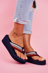 Dámske flip -flops big Star Flip -flops na klinoch FF274A301 NAVY BLUE
