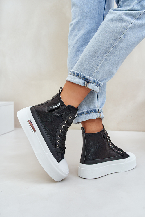 Dámské Vysoké Tenisky Na Platformě Černé Averira