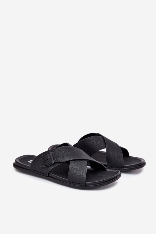 Pánské Kožené Sandały S Přezkou Big Star RR174076 Černé