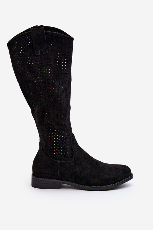 S.Barski HY66-139 Průsvitné černé dámské kozačky