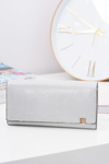 Large Women's Grey Trendy Wallet Gold Zipper