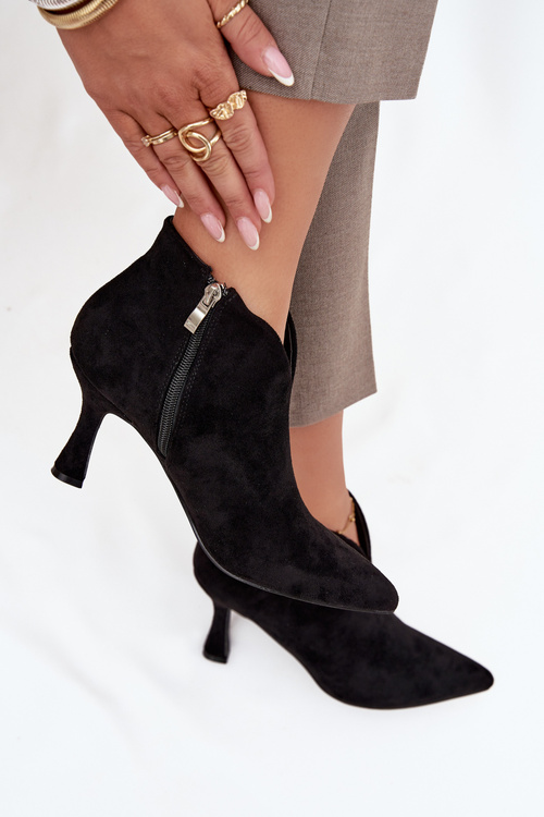 Nízke dámske čižmy na opätku eco semiš čierne Jolivra