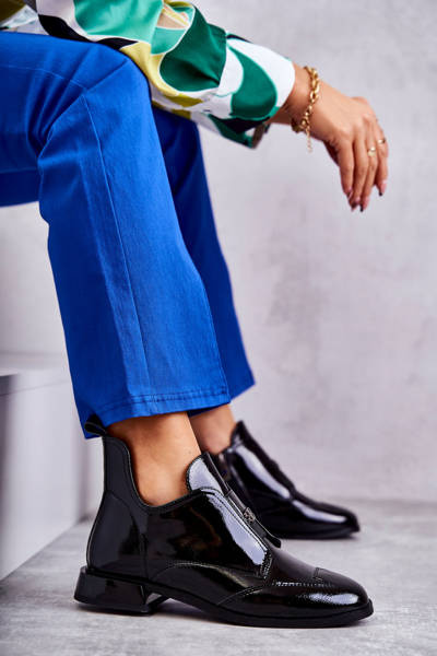 Patentované kozačky s nízkým zipem černé Bettina