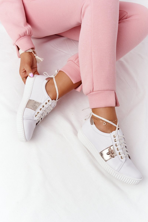 Dámské Kožené Tenisky Lewski Shoes 2786-0 Bílé-Zlaté
