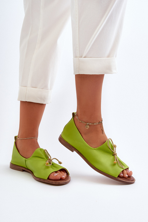 Zazoo 2660 Dámské kožené baleríny limetkové