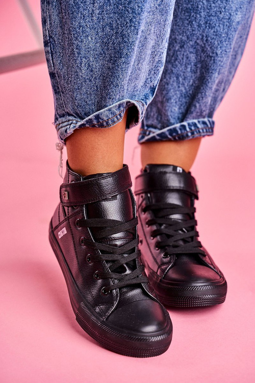 Dámské Kožené Vysoké Tenisky BIG STAR V274542 černe