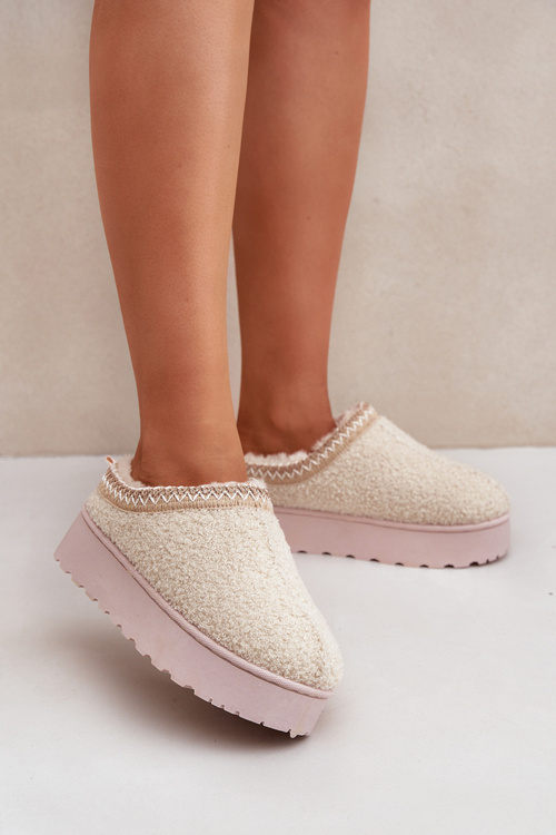 Dámské Sněhule Na Platformě S Vyšíváním Světle Béžové Tirissa