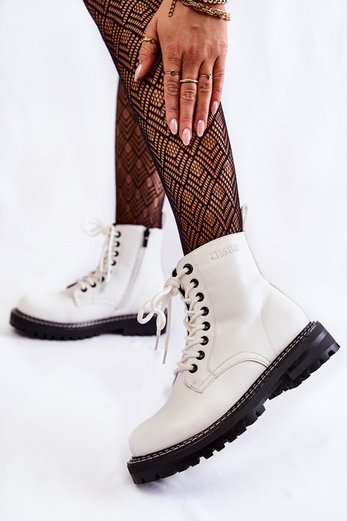 Dámské kozačky na platformě Big Star KK274539 Bílé