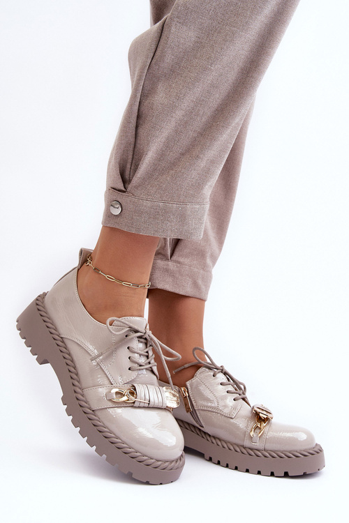 Dámské lakované polobotky D&A MR870-81 šedé