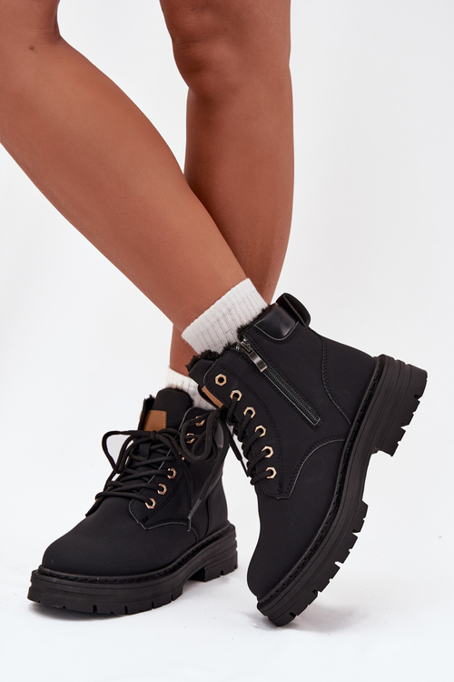 Dámské Zateplené Boty Na Zip Černé Tharika