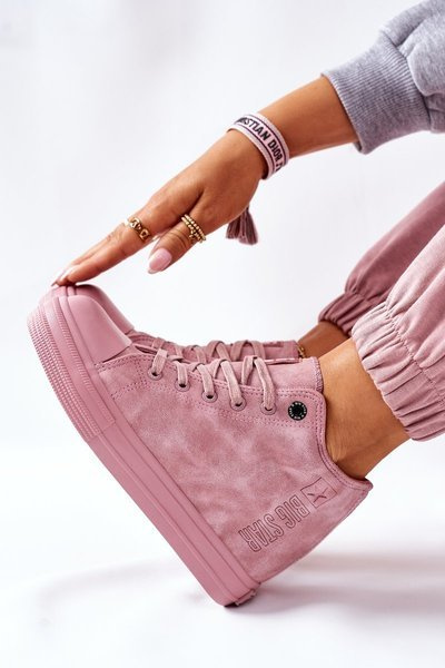 Kožené Klínové Tenisky Sneakers Big Star II274092 Růžové