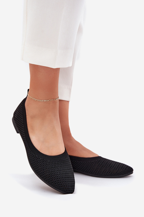 Síťované Textilní Baleríny Dámské Černé Sarina