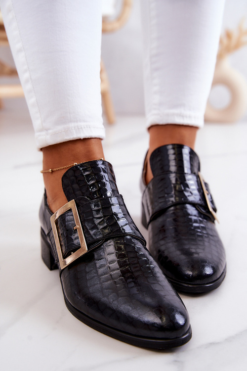 Čierne kožené topánky Taliya s prackou