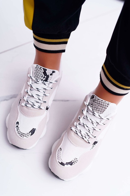 Dámske športové semišové topánky biele hadie kožené lízanky