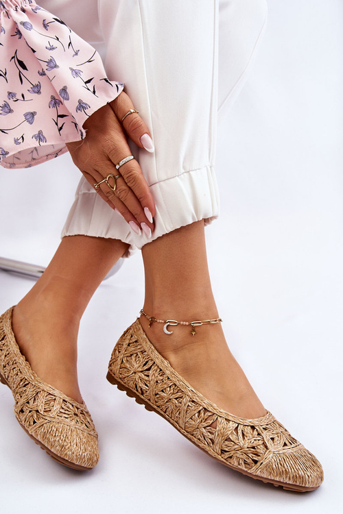 Prolamované módní baleríny Béžové Thiago