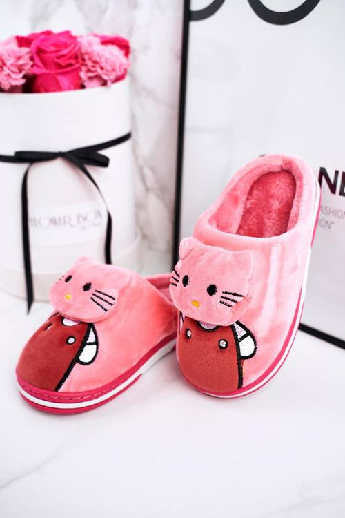 Dětské Domácí Izolované Pantofle Růžové Kitty