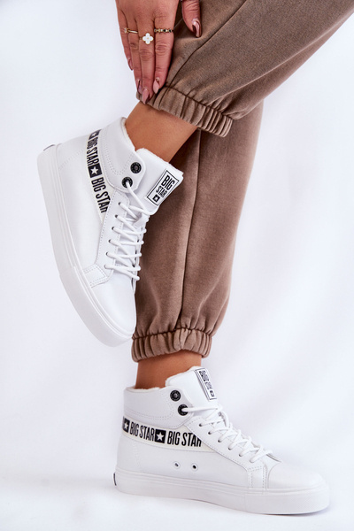 Dámské Vysoké Kozene Tenisky Big Star EE274356 Bílé