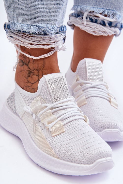 Vkĺzli dámske športové topánky biele držte ma!